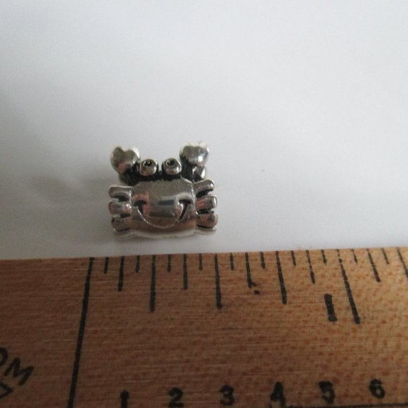 Happy Crab Charm Smiling Vintage Silver Bead for Pandora style bracelet - Picture 2 of 4